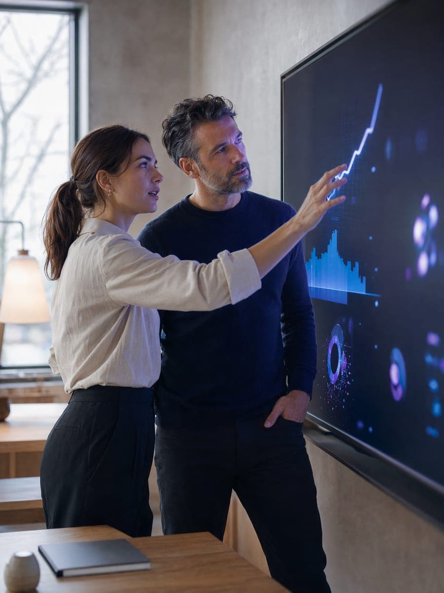 Two Prime Marketing strategists reviewing a campaign performance dashboard