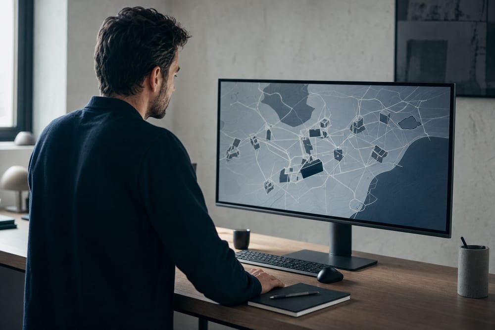 Marketer reviewing a site structure diagram