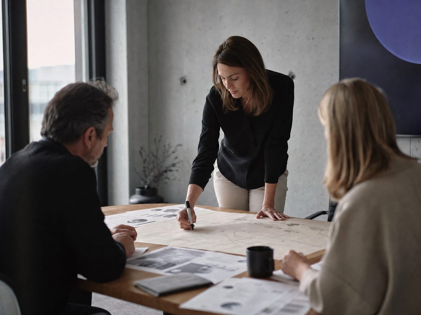 Strategists mapping a channel plan and budget allocation together